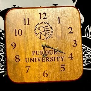Purdue University Vintage Laser Etched Wood Clock. Collegiate Licensed item.